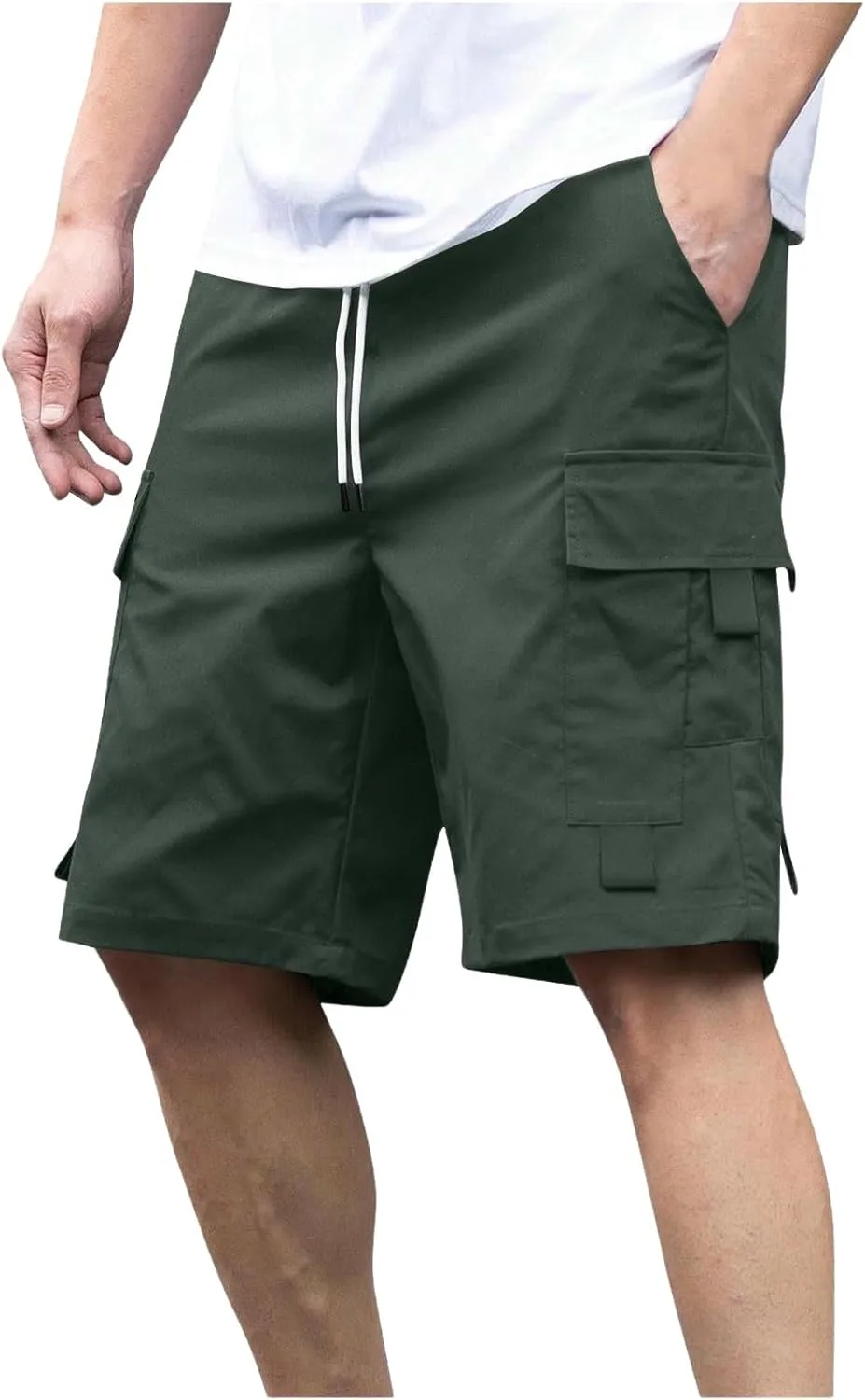 Mens Shorts Casual Loose Fit Cool Summer Outdoor Camp SweatShorts Fashion Drawstring Straight Shorts Leg with Pocket
