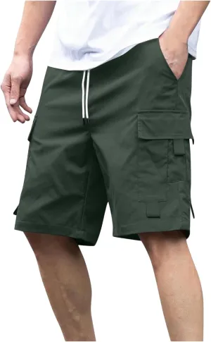 Mens Shorts Casual Loose Fit Cool Summer Outdoor Camp SweatShorts Fashion Drawstring Straight Shorts Leg with Pocket