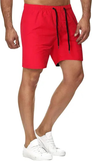 Mens Shorts Lightweight Quick Dry Pants Athletic Workout Gym Shorts with Pockets Training Running Solid Color Jogger