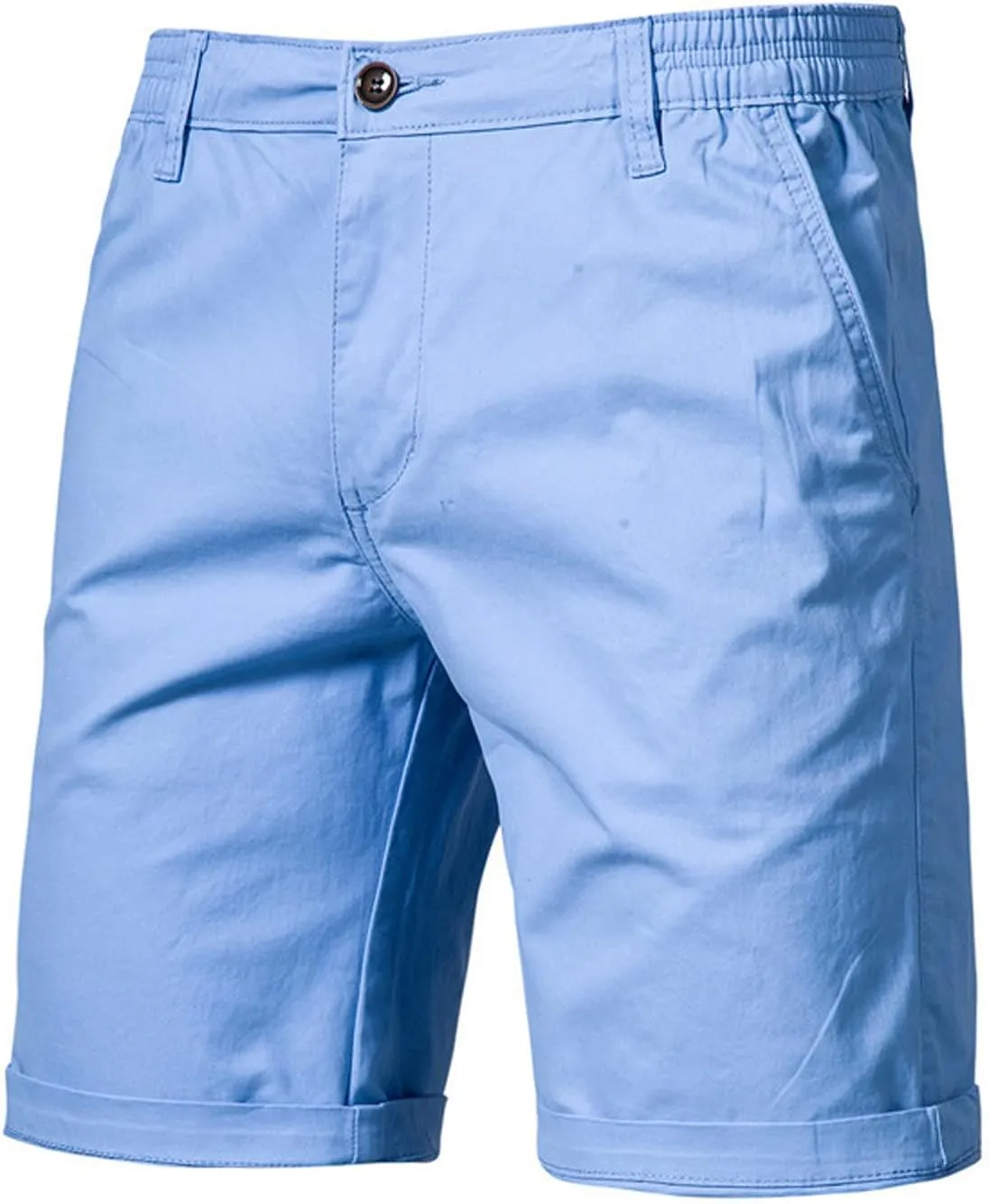Men's Slim Fit Chino Shorts 20" Inseam Stretch Cotton Casual Summer Elastic Waist Flat Front Cargo with Pockets