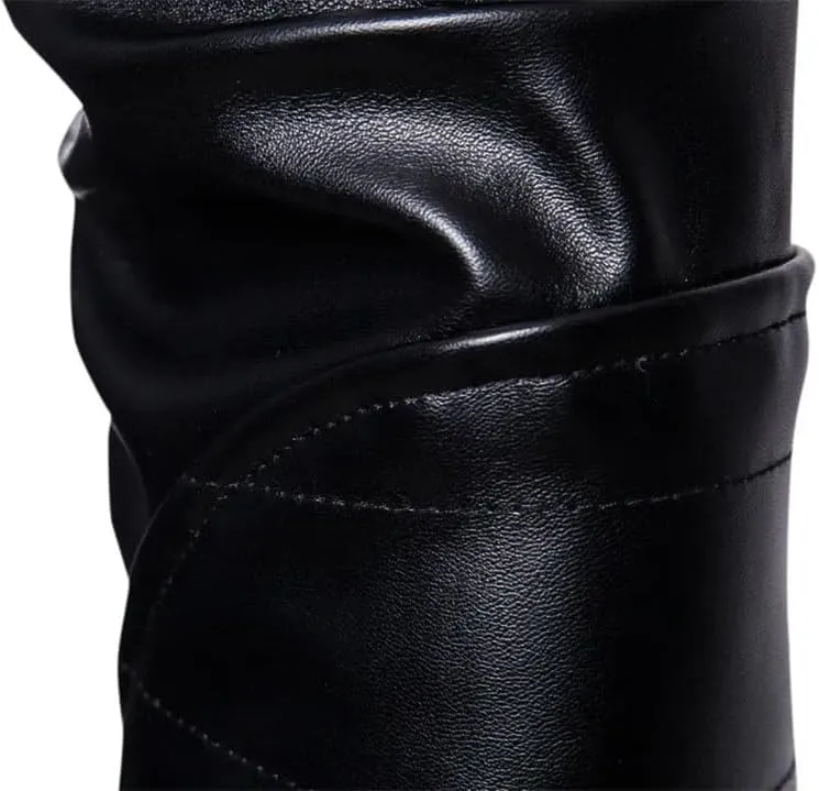 Men's Stand Collar Leather Jacket Motorcycle Leather Coat