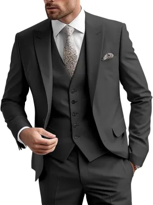 Mens Suit 3 Piece Slim Fit Suit for Men Groom Wedding Suit Prom Tuxedo for Men Jacket Vest Pants Set