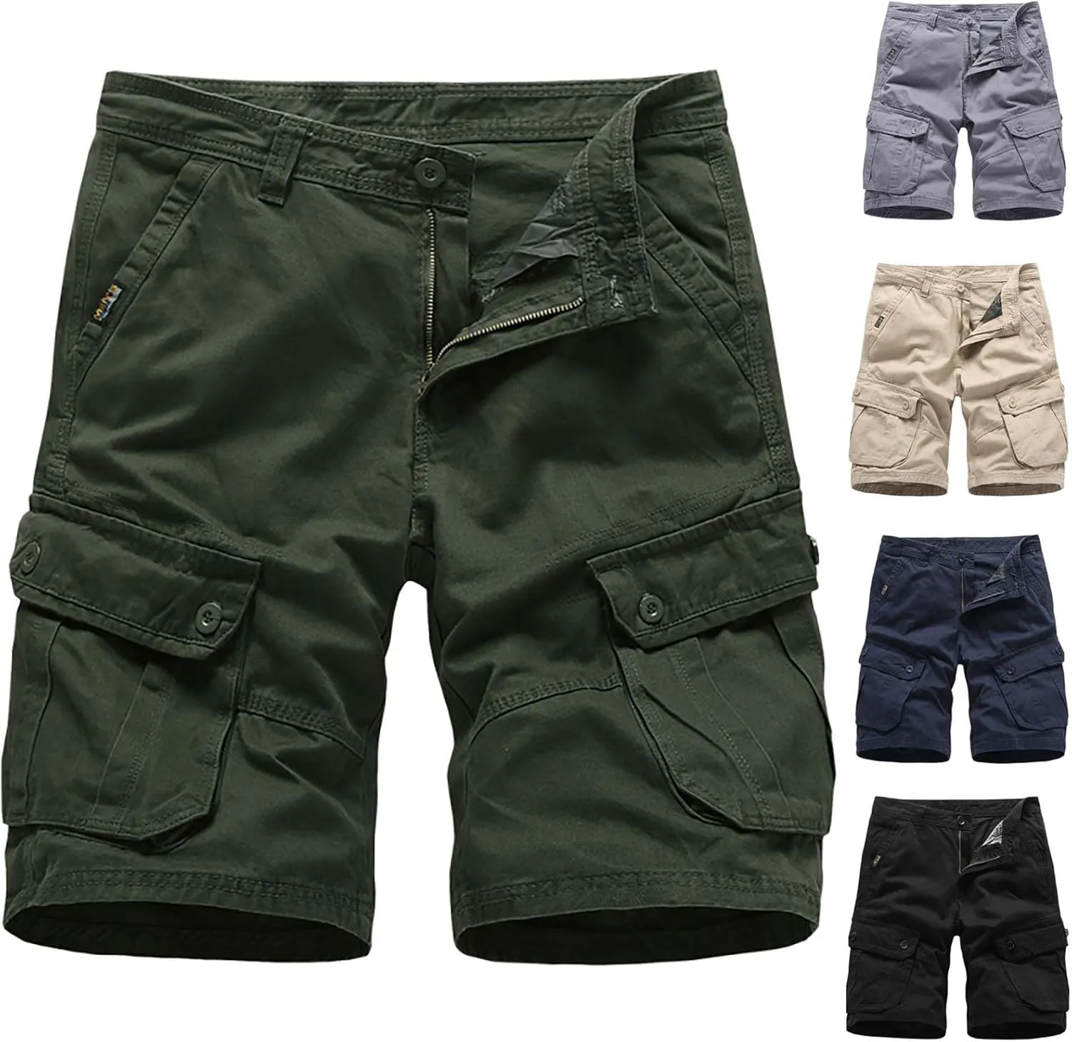 Men's Summer Plus Size Cargo Shorts with Multi-Pockets Relaxed Fit Beach Outdoors Work Trousers Short Pants