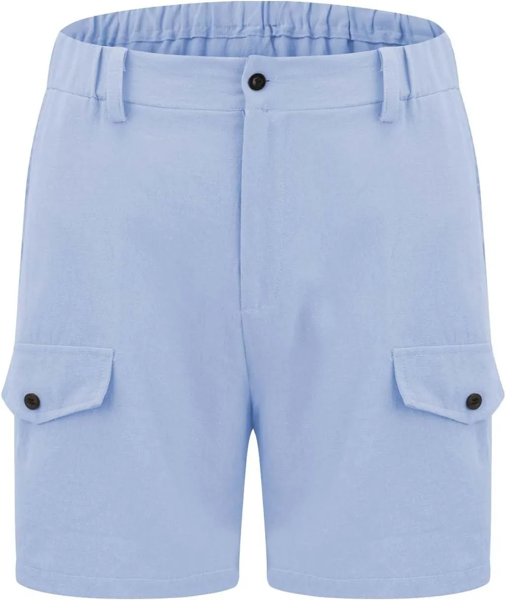 Mens Summer Shorts 2025 Front Button Texture Relaxed Fit Lightweight Cool Lounge Cargo Pants Beach Shorts with Pocket