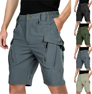Men's Tactical Cargo Shorts Quick Dry Lightweight Hiking Short Solid Color Stretch Breathable Pant with Multi Pockets