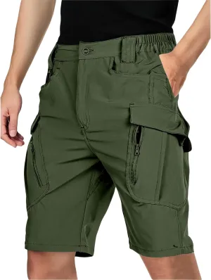 Men's Tactical Cargo Shorts Quick Dry Lightweight Hiking Short Solid Color Stretch Breathable Pant with Multi Pockets