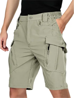 Men's Tactical Cargo Shorts Quick Dry Lightweight Hiking Short Solid Color Stretch Breathable Pant with Multi Pockets