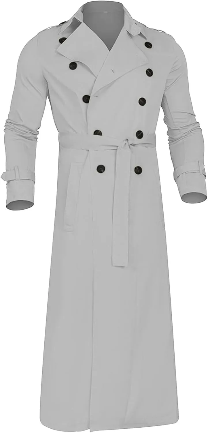 Men's Trench Coat Fall Winter Double Breasted Trench Coat Oversized Casual windbreaker Lapel Long Jacket Overcoat