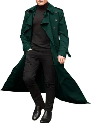 Men's Trench Coat Fall Winter Double Breasted Trench Coat Oversized Casual windbreaker Lapel Long Jacket Overcoat