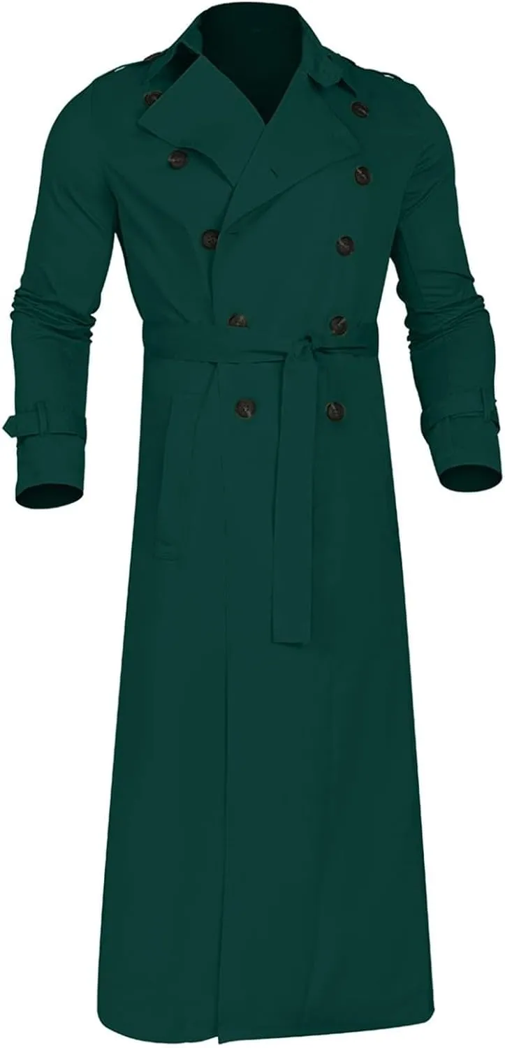 Men's Trench Coat Fall Winter Double Breasted Trench Coat Oversized Casual windbreaker Lapel Long Jacket Overcoat