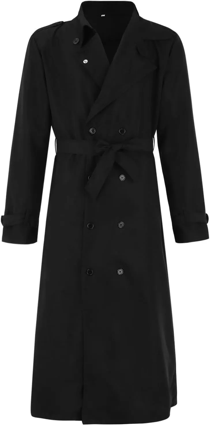 Men's Trench Coat Fall Winter Double Breasted Trench Coat Oversized Casual windbreaker Lapel Long Jacket Overcoat