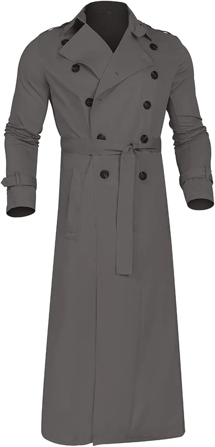 Men's Trench Coat Fall Winter Double Breasted Trench Coat Oversized Casual windbreaker Lapel Long Jacket Overcoat