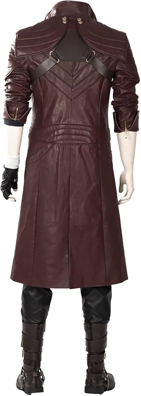 Men's Trench Coat Maroon Leather Coat Synthetic Leather