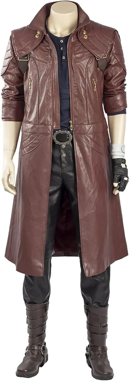 Men's Trench Coat Maroon Leather Coat Synthetic Leather