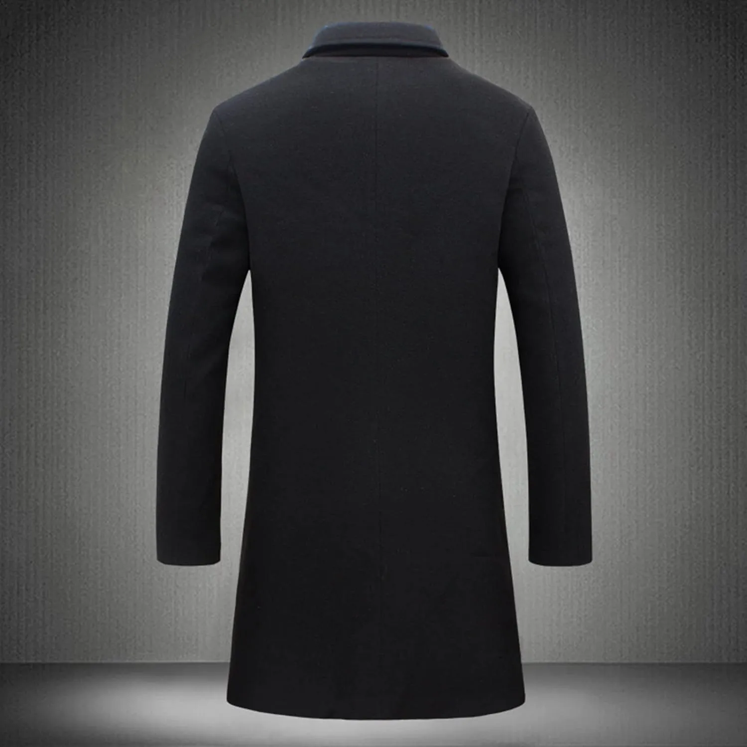 Mens Trench Coat Slim Fit Notch Lapel Single Breasted Business Casual Long Peacoat Fall Winter Windproof Overcoat