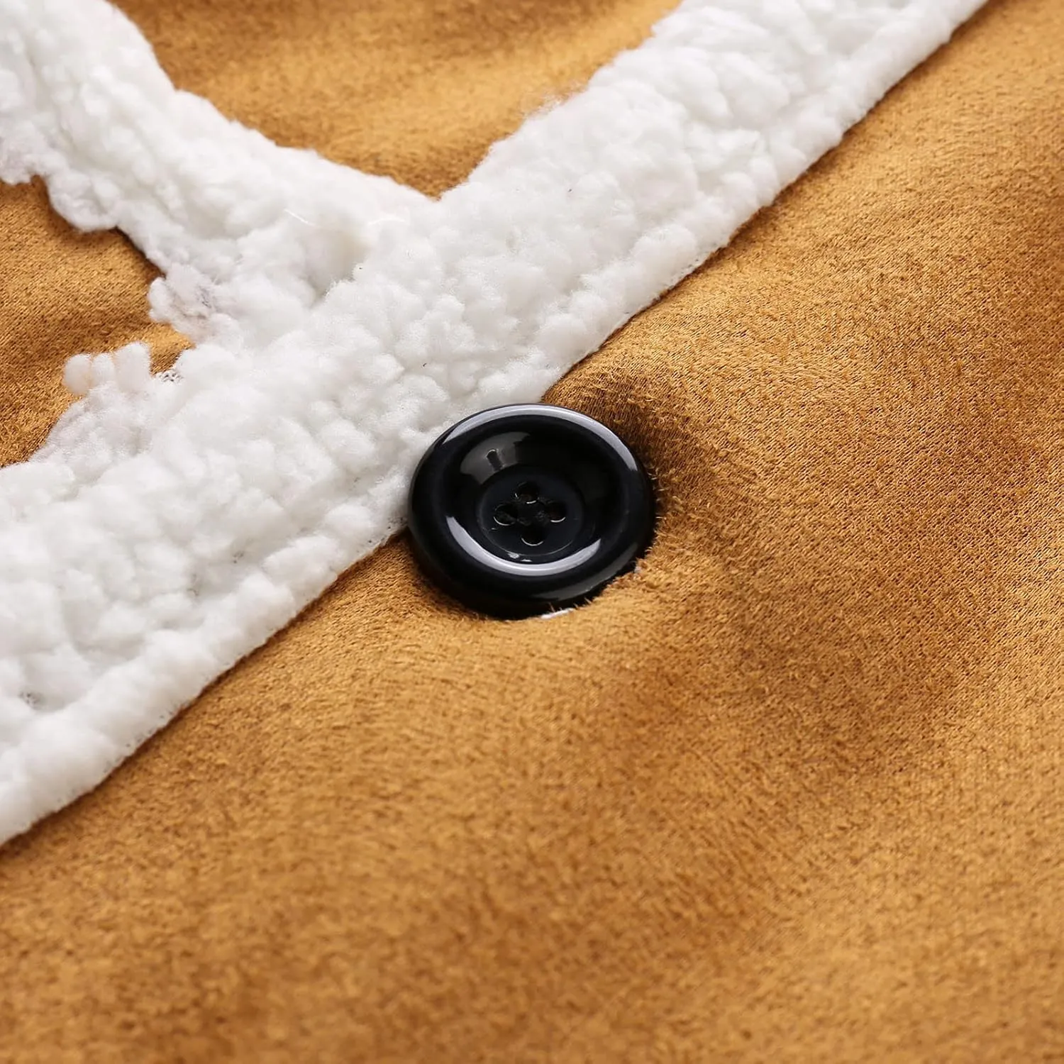 Mens Winter Suede Sherpa Lined Coat Fleece Sheepskin Jacket Pea Coat Faux Fur Collar Shearling Jacket Leather Coat