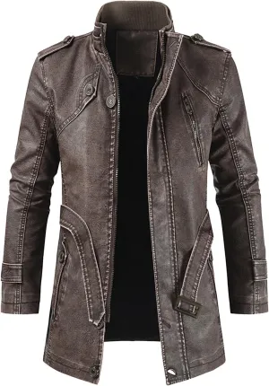 Men's Wool Blend Pea Coat Hooded Zipper Warm Cardigan Knitted Coat Jacket Notched Lapel Belt Fall Windproof Coat