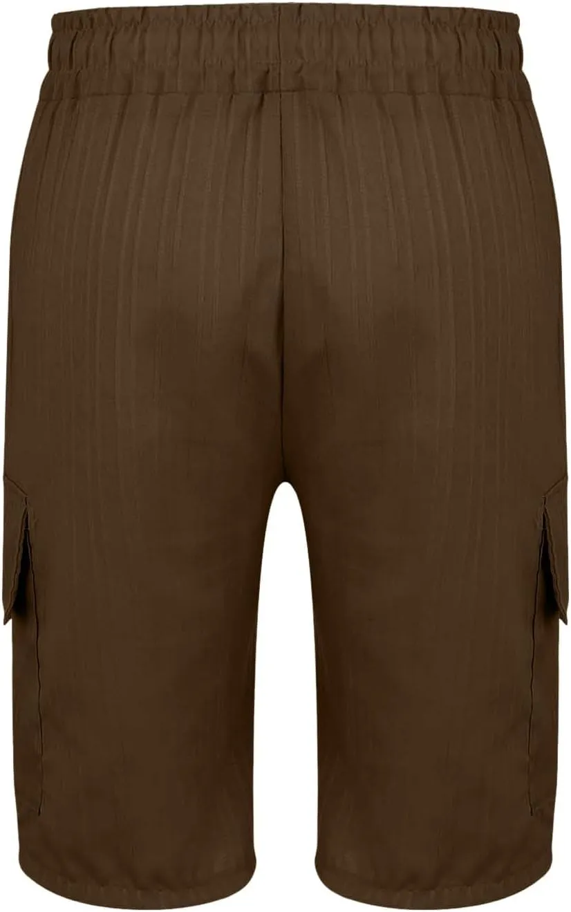 Mens Workout Shorts Elastic Waist Comfy Cargo Short Pants with Multiple Pockets Drawstring Flowy Casual Shorts