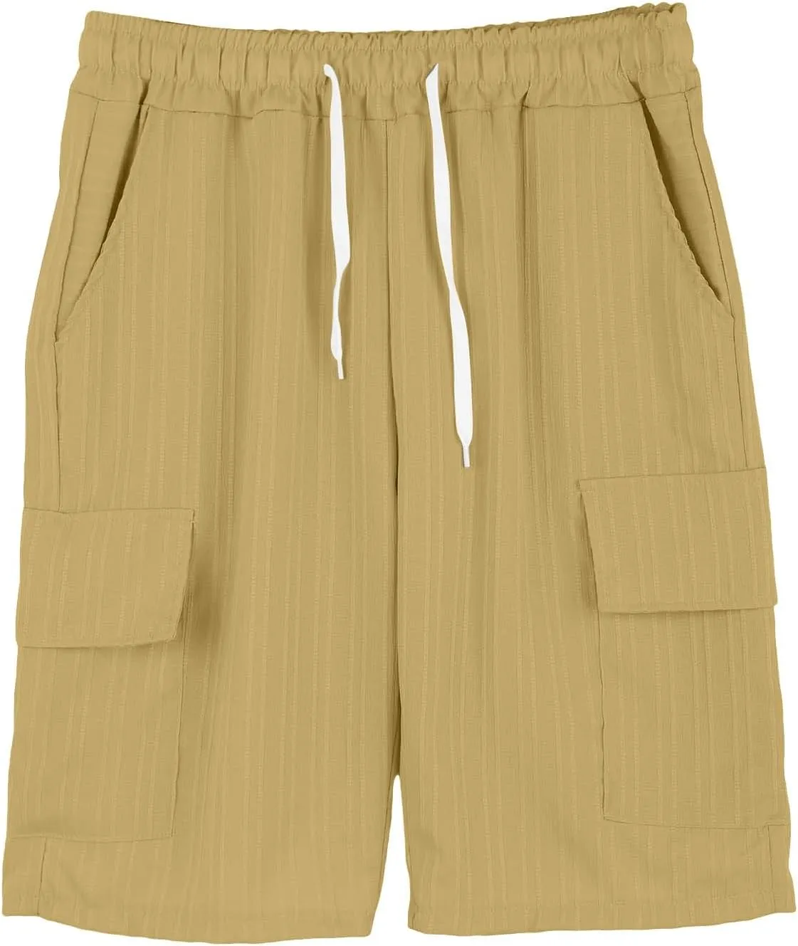 Mens Workout Shorts Elastic Waist Comfy Cargo Short Pants with Multiple Pockets Drawstring Flowy Casual Shorts
