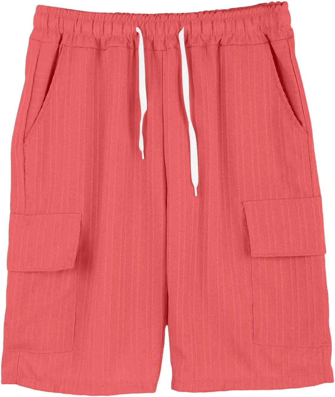 Mens Workout Shorts Elastic Waist Comfy Cargo Short Pants with Multiple Pockets Drawstring Flowy Casual Shorts