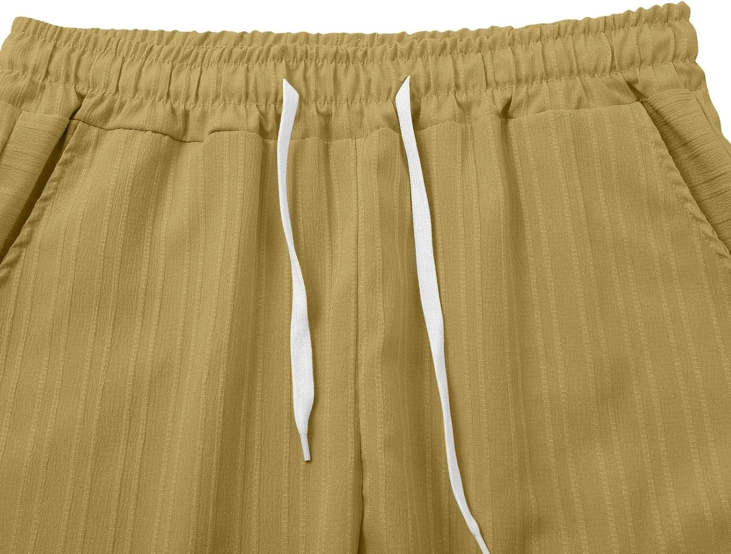 Mens Workout Shorts Elastic Waist Comfy Cargo Short Pants with Multiple Pockets Drawstring Flowy Casual Shorts