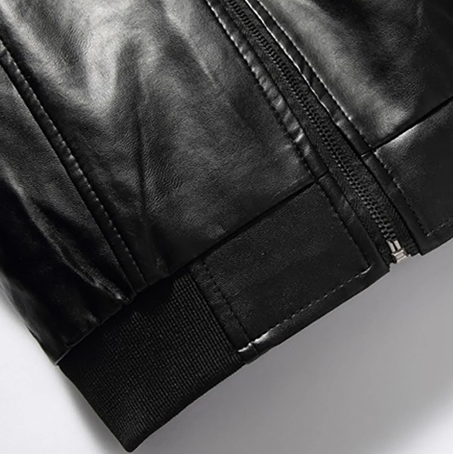 Men's Zipper Leather Jacket Vintage Black Motorcycle Windbreaker Leather Jackets Winter Fall Baseball Fashion Casual