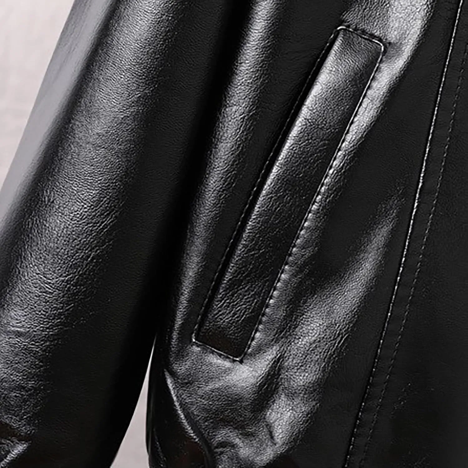 Men's Zipper Leather Jacket Vintage Black Motorcycle Windbreaker Leather Jackets Winter Fall Baseball Fashion Casual