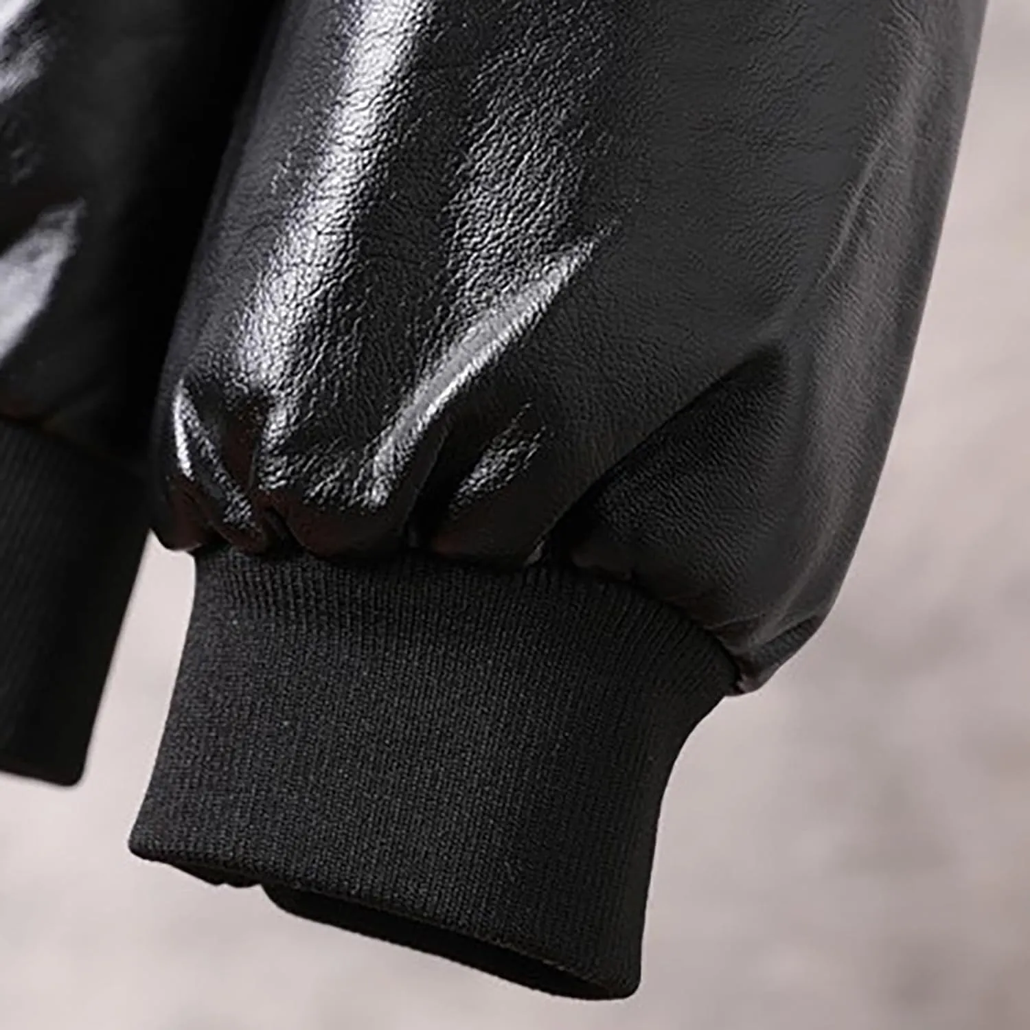 Men's Zipper Leather Jacket Vintage Black Motorcycle Windbreaker Leather Jackets Winter Fall Baseball Fashion Casual