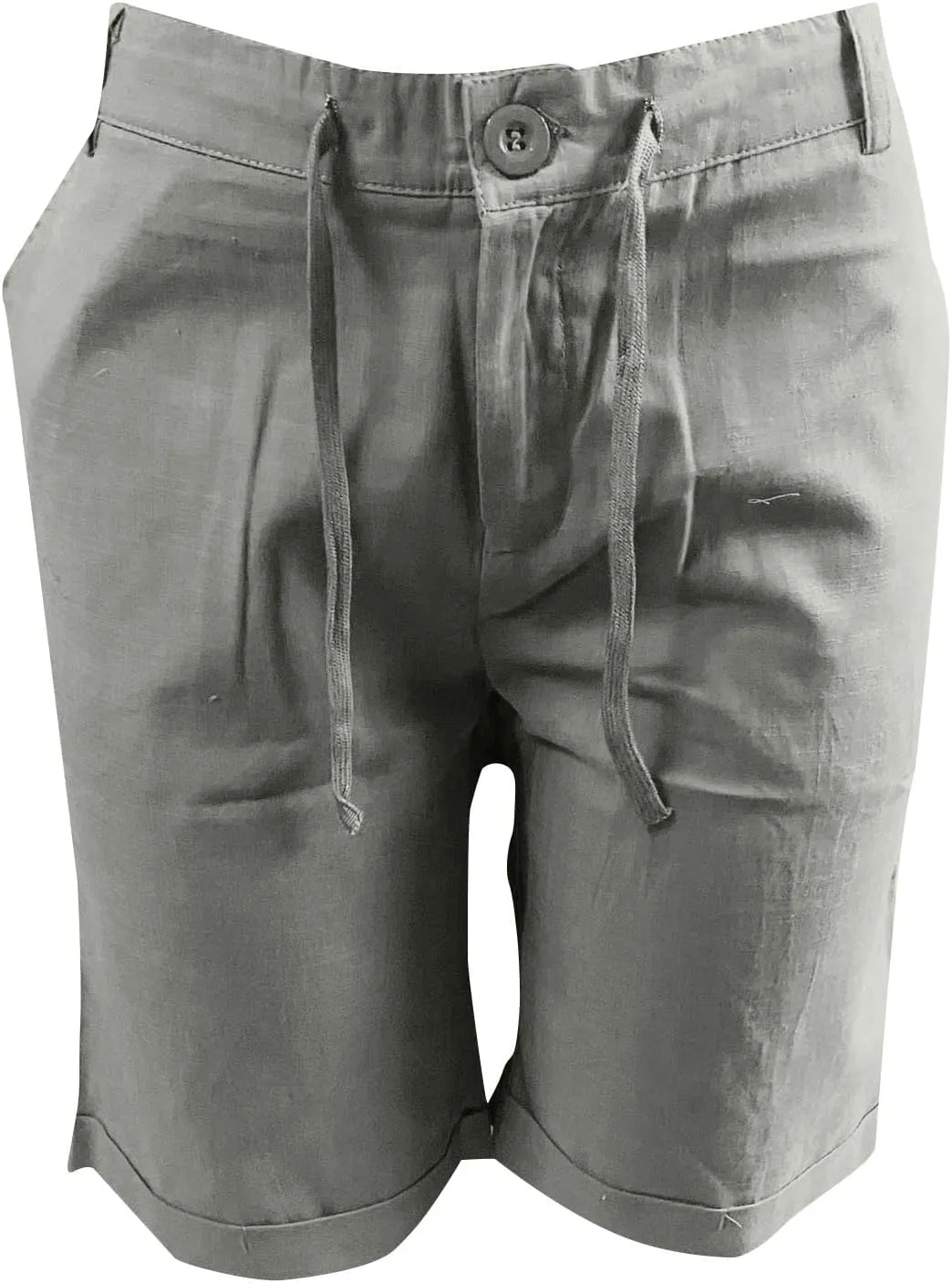 Muscularfit Mens Casual Shorts Flex Drawstring Elastic Waist Summer Beach Short with Pockets 5 Inch Inseam Cotton Linen Short