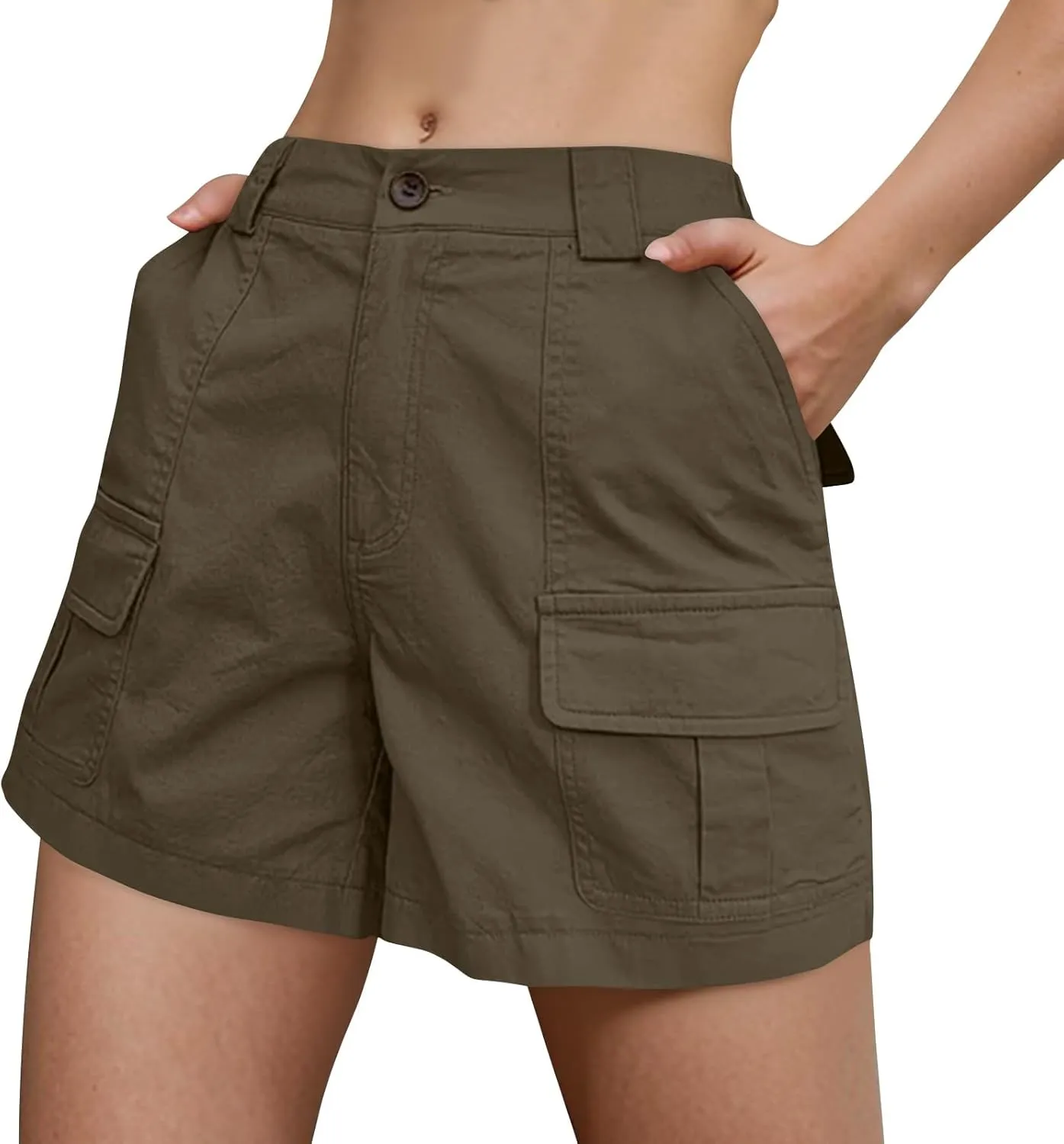NBXNZWF Women's Cargo Shorts 2025 Summer High Waisted Hiking Shorts Outdoor Lightweight Twill Shorts with 6 Pockets
