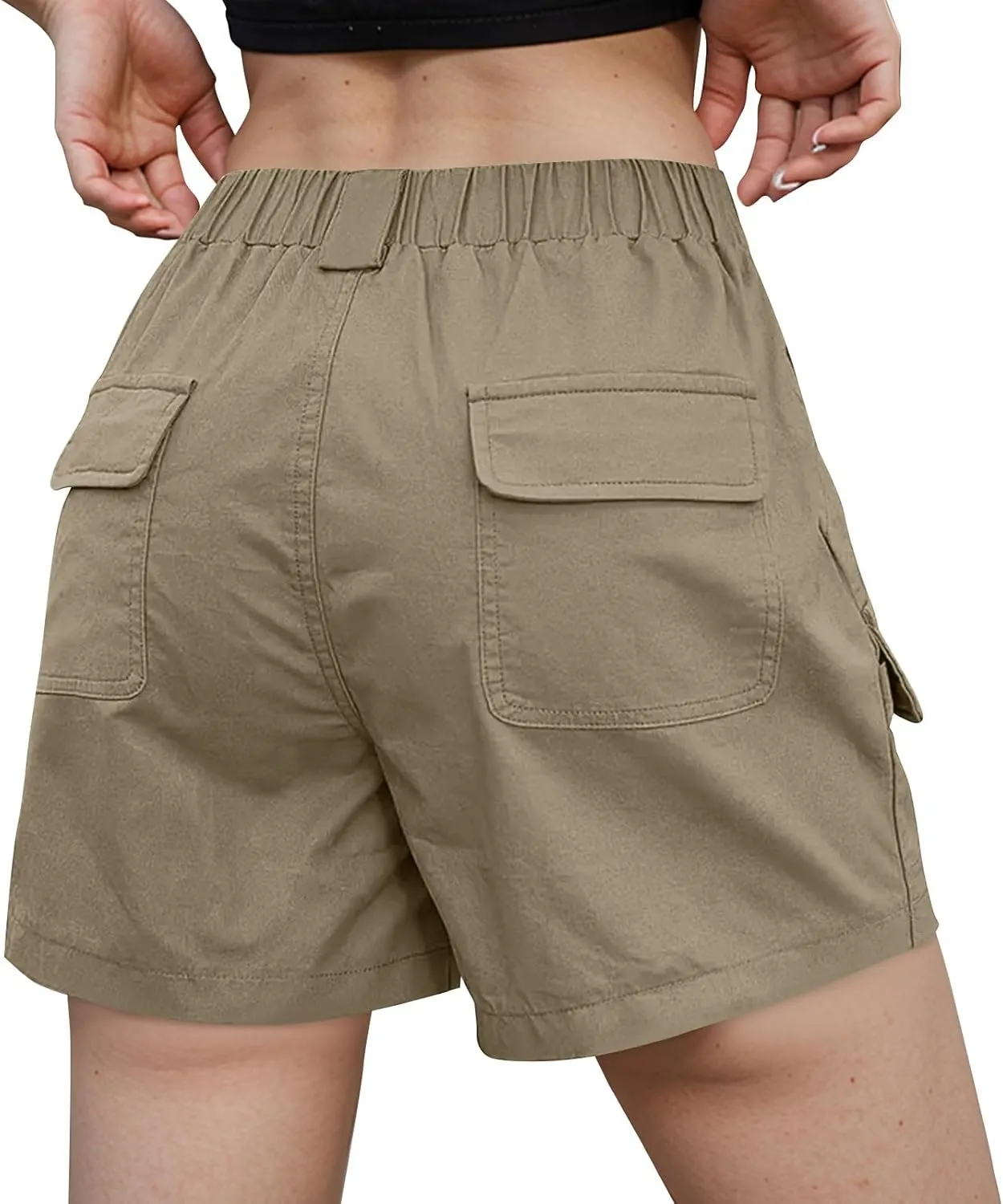 NBXNZWF Women's Cargo Shorts 2025 Summer High Waisted Hiking Shorts Outdoor Lightweight Twill Shorts with 6 Pockets