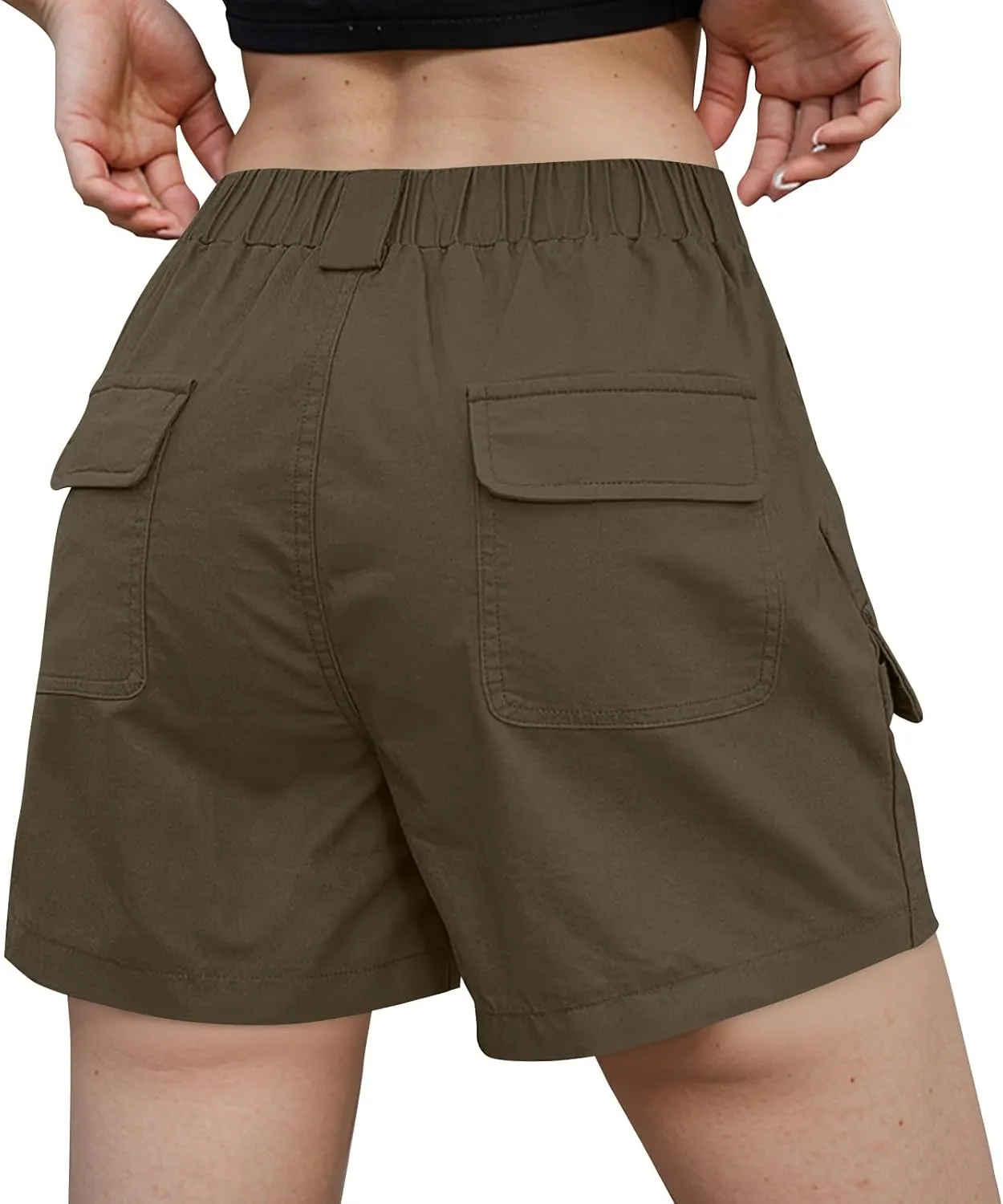 NBXNZWF Women's Cargo Shorts 2025 Summer High Waisted Hiking Shorts Outdoor Lightweight Twill Shorts with 6 Pockets