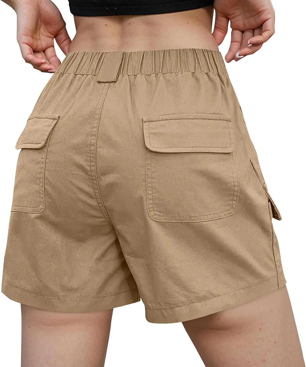 NBXNZWF Women's Cargo Shorts 2025 Summer High Waisted Hiking Shorts Outdoor Lightweight Twill Shorts with 6 Pockets