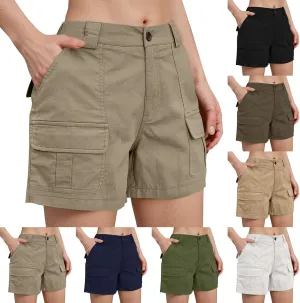 NBXNZWF Women's Cargo Shorts 2025 Summer High Waisted Hiking Shorts Outdoor Lightweight Twill Shorts with 6 Pockets