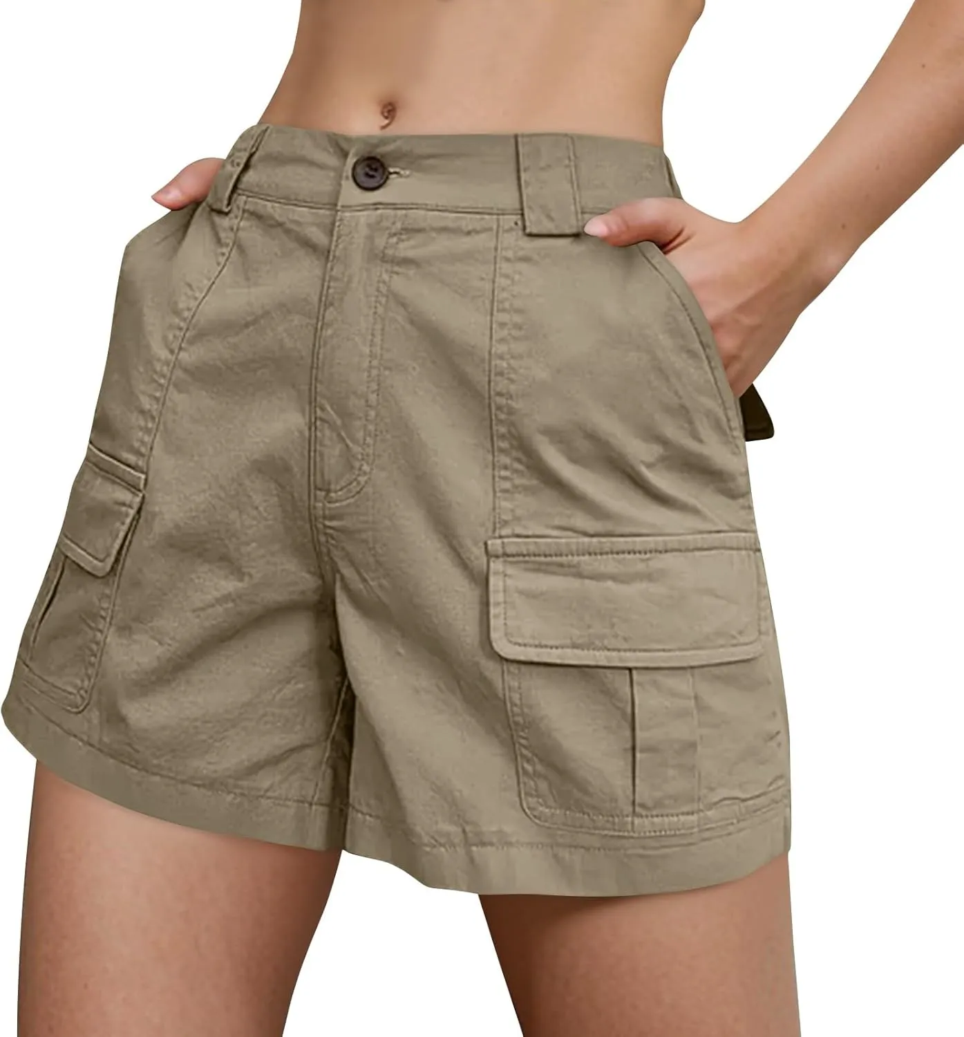 NBXNZWF Women's Cargo Shorts 2025 Summer High Waisted Hiking Shorts Outdoor Lightweight Twill Shorts with 6 Pockets