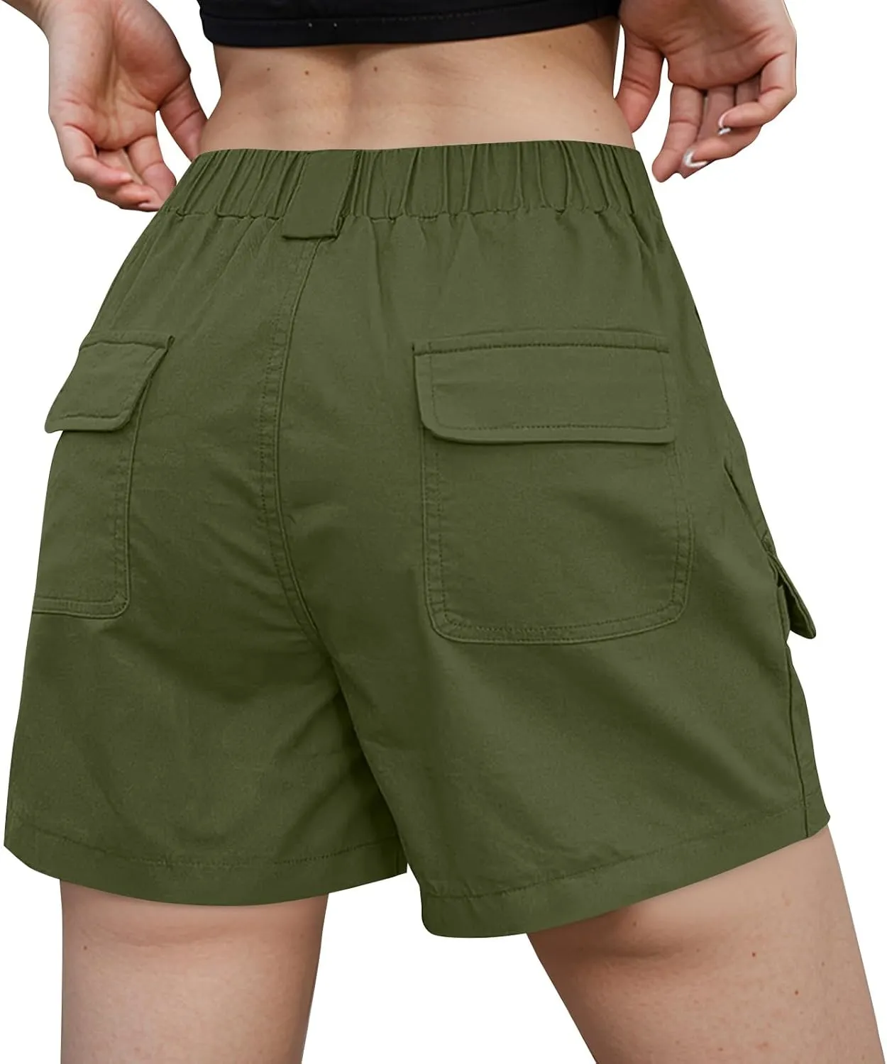 NBXNZWF Women's Cargo Shorts 2025 Summer High Waisted Hiking Shorts Outdoor Lightweight Twill Shorts with 6 Pockets