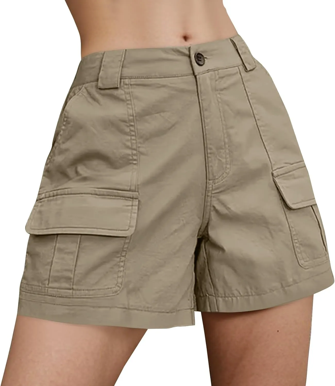 NBXNZWF Women's Cargo Shorts 2025 Summer High Waisted Hiking Shorts Outdoor Lightweight Twill Shorts with 6 Pockets