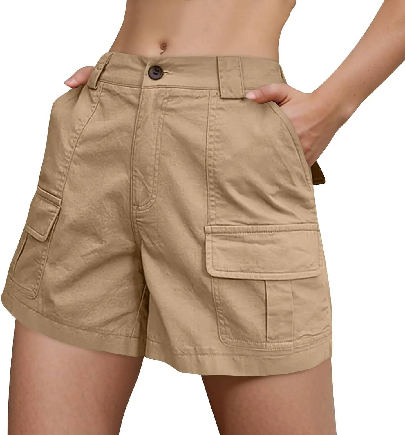 NBXNZWF Women's Cargo Shorts 2025 Summer High Waisted Hiking Shorts Outdoor Lightweight Twill Shorts with 6 Pockets