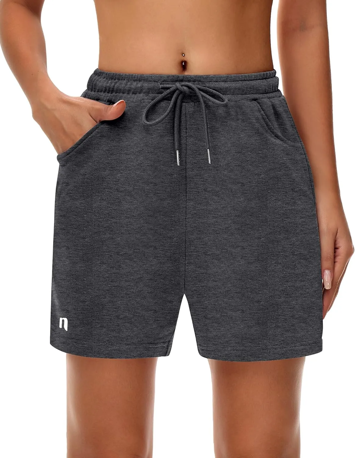 Neer 3 Pack Women's Sweat Shorts, Drawstring Running Short with Pockets, Summer Athletic Casual Walking Gym Lounge Short