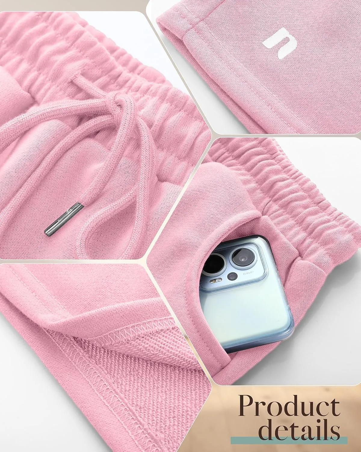 Neer 3 Pack Women's Sweat Shorts, Drawstring Running Short with Pockets, Summer Athletic Casual Walking Gym Lounge Short