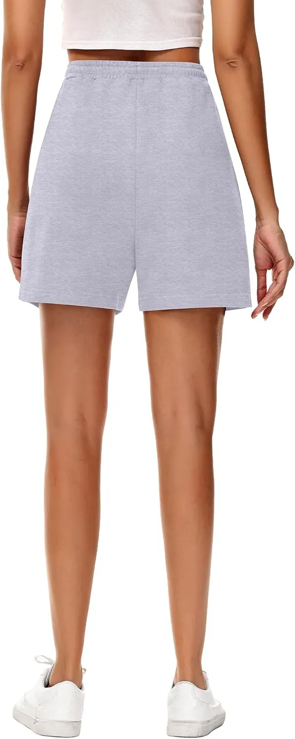 Neer 3 Pack Women's Sweat Shorts, Drawstring Running Short with Pockets, Summer Athletic Casual Walking Gym Lounge Short