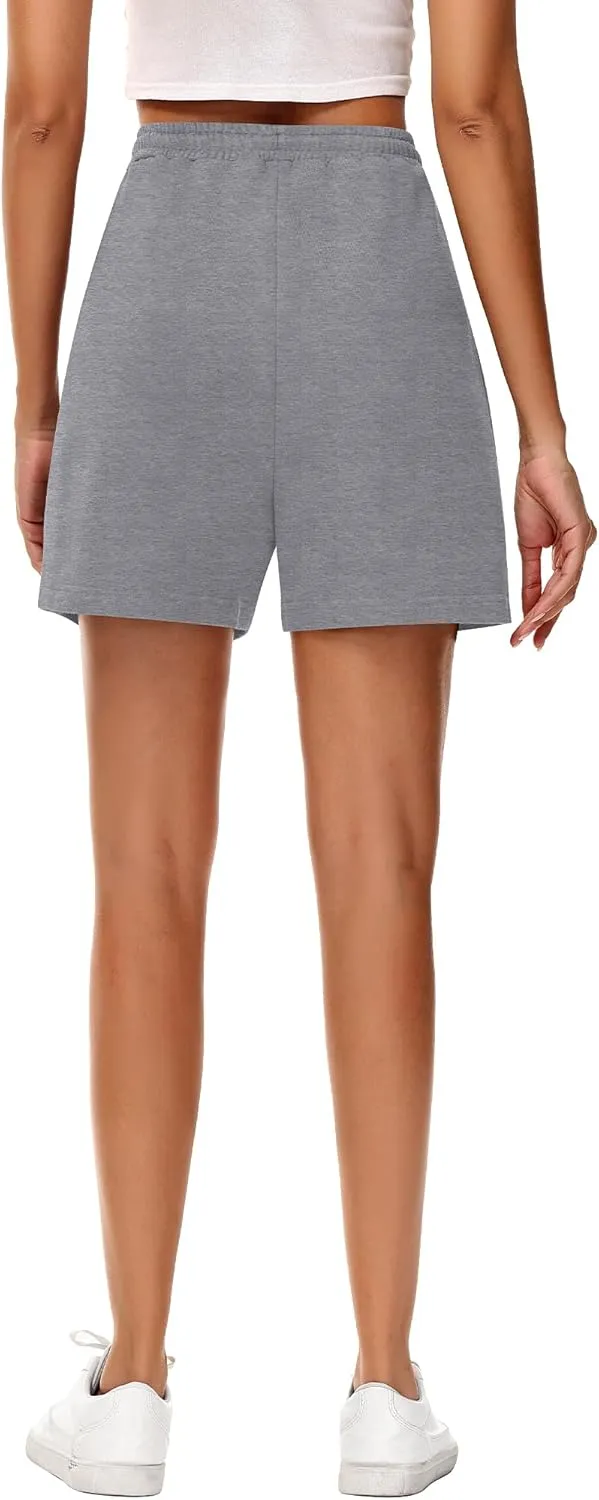 Neer 3 Pack Women's Sweat Shorts, Drawstring Running Short with Pockets, Summer Athletic Casual Walking Gym Lounge Short