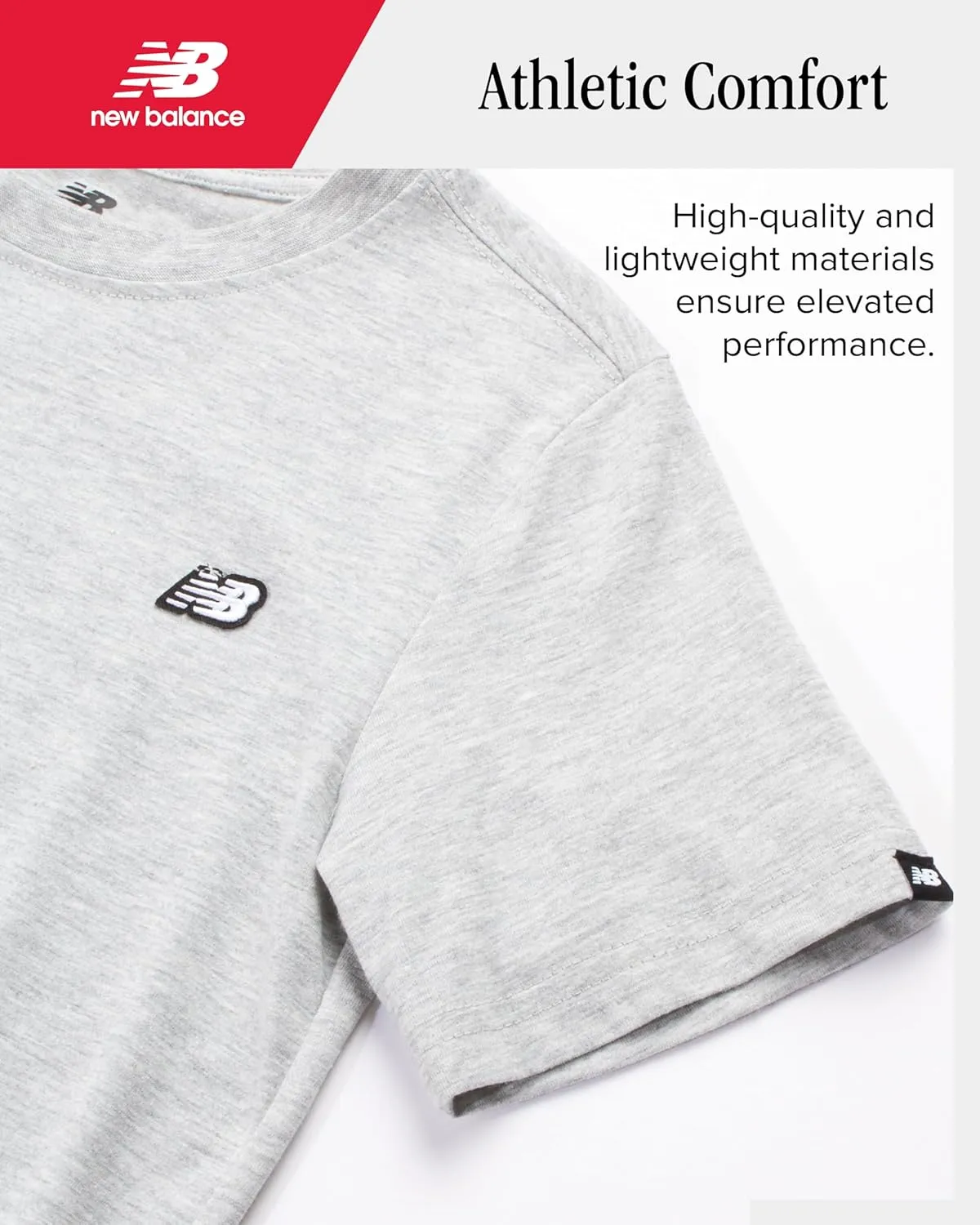 New Balance Boys T-Shirt - Classic Cotton Active T-Shirt for Boys - Kids Youth Crewneck Short Sleeve Shirt (8-20)