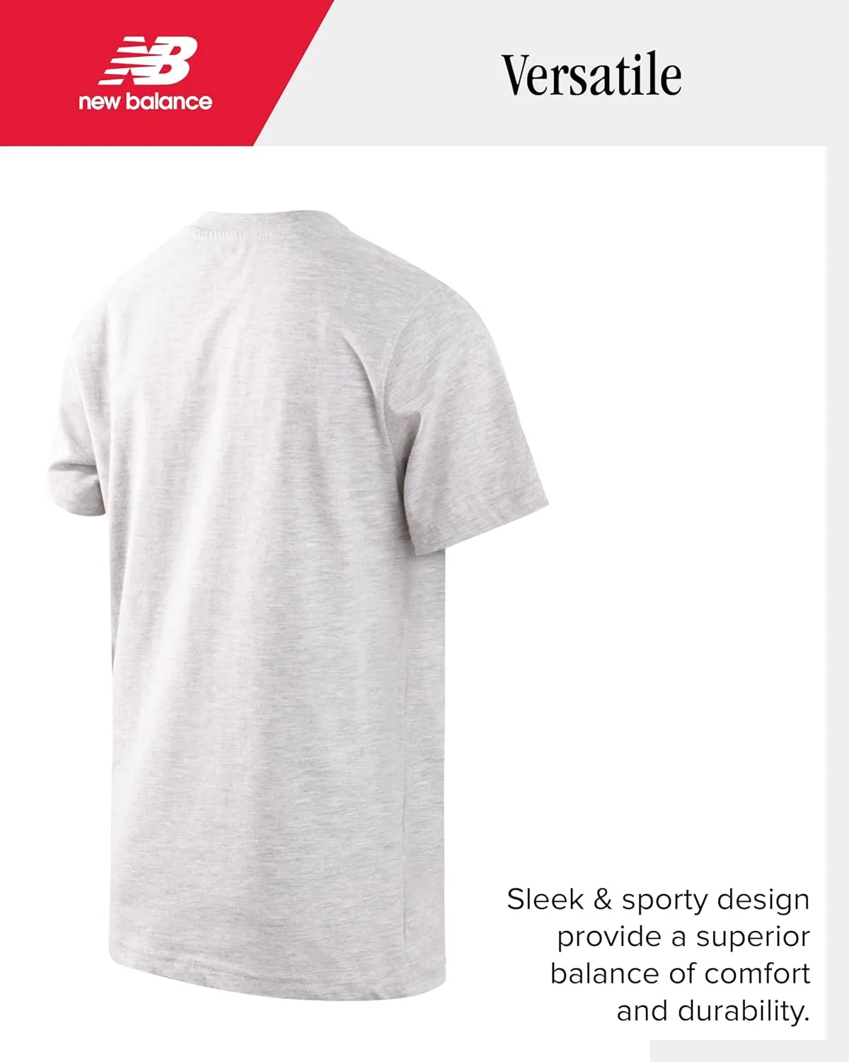New Balance Boys T-Shirt - Classic Cotton Active T-Shirt for Boys - Kids Youth Crewneck Short Sleeve Shirt (8-20)