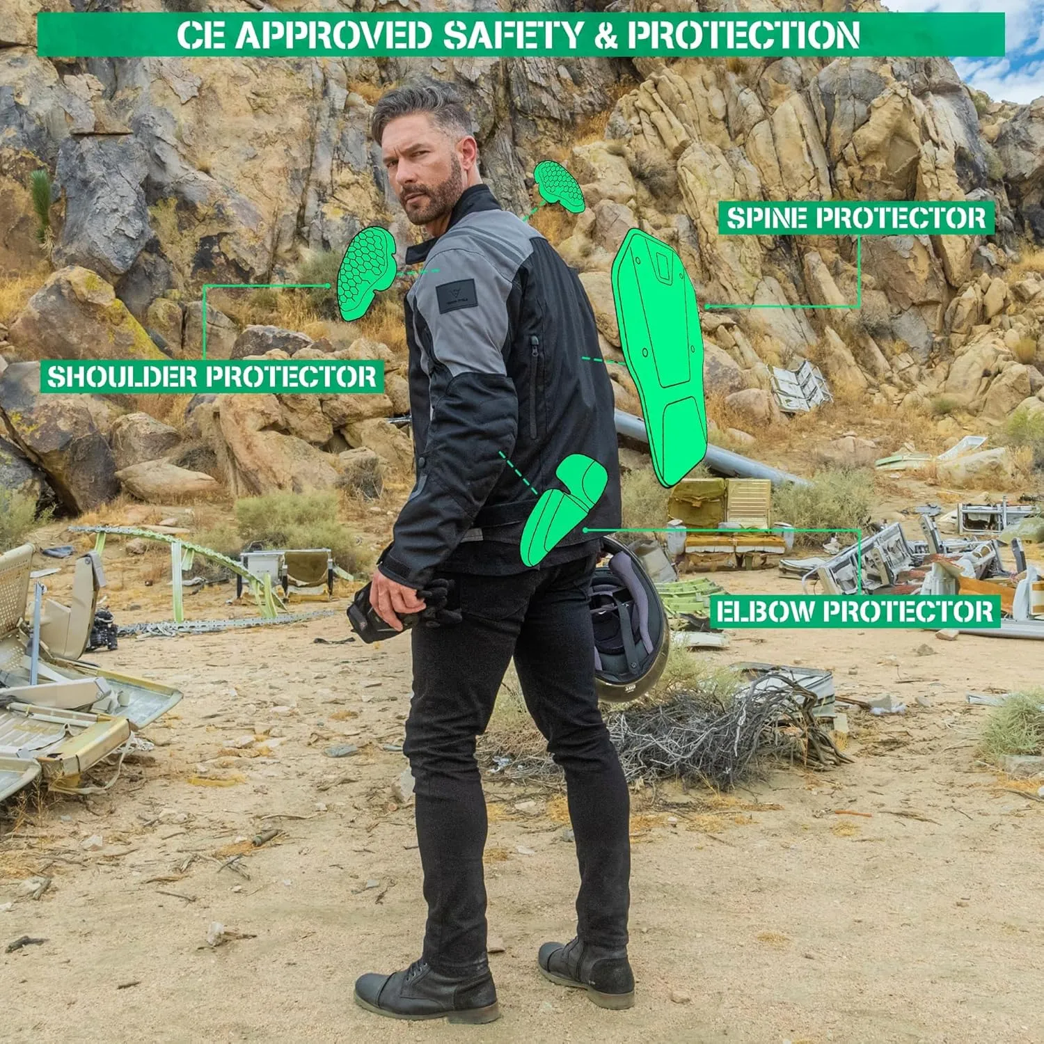 Nomad Motorcycle Jacket for Men, Ironborn Biker Jacket, Cruiser Sportsbike Enduro Mens Riding Jacket with Armor Protection