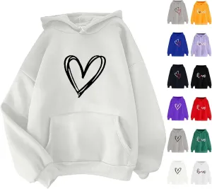Oversized Hoodies for Women Letter Print Loose Fall Hooded Preppy Sweatshirt Long Sleeve Drop Shoulder Pullovers Tops