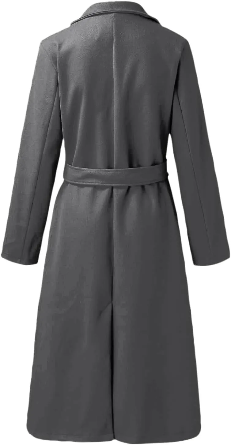 Petite Trench Coat Casual Fuzzy Jacket Loose Fitting Warm Winter Outwear Fashion Lapel Jacket Coats Overcoat for