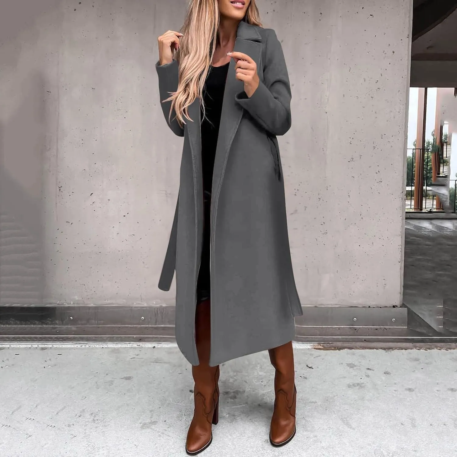 Petite Trench Coat Casual Fuzzy Jacket Loose Fitting Warm Winter Outwear Fashion Lapel Jacket Coats Overcoat for