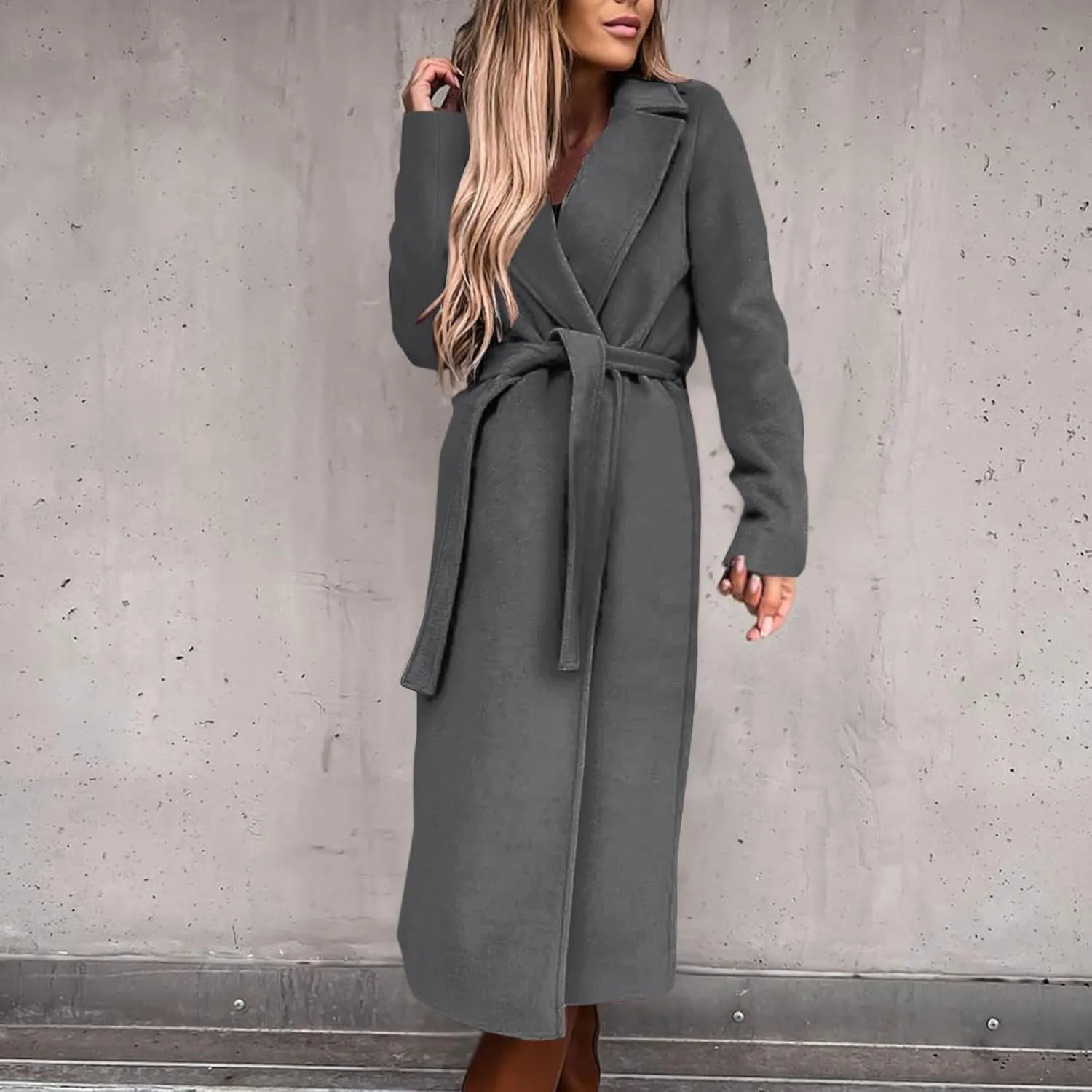 Petite Trench Coat Casual Fuzzy Jacket Loose Fitting Warm Winter Outwear Fashion Lapel Jacket Coats Overcoat for