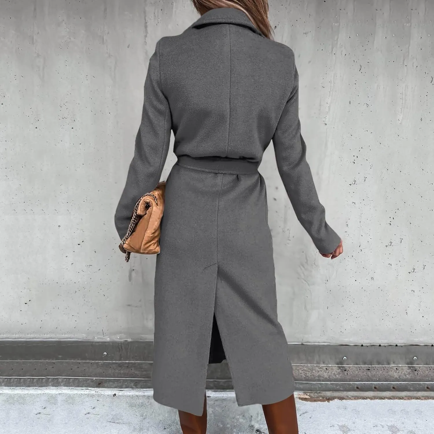 Petite Trench Coat Casual Fuzzy Jacket Loose Fitting Warm Winter Outwear Fashion Lapel Jacket Coats Overcoat for